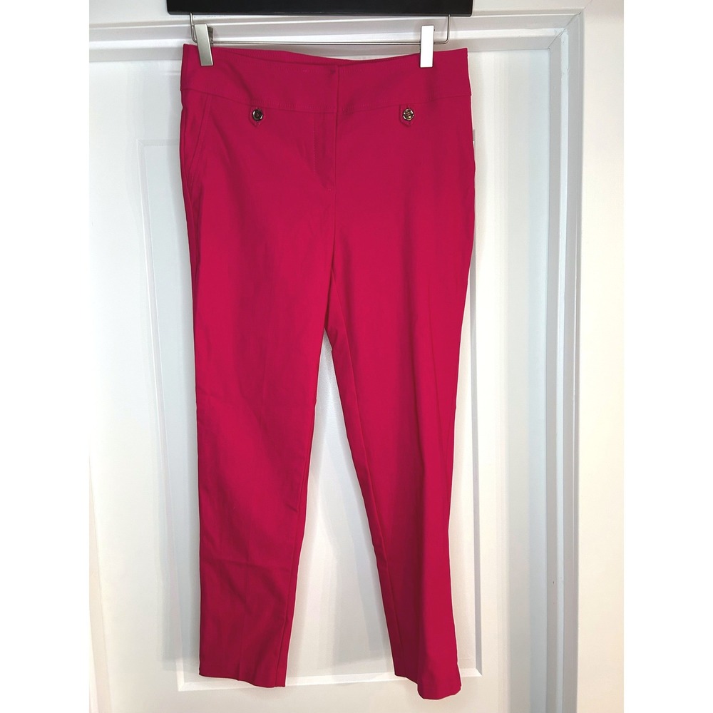 NEW Olivia & Martin Fuchsia Pink Slim Dress Pants 6 Petite Stretch Barbie Career